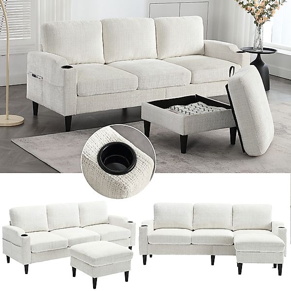 LVHOM Loungesofa mit Hocker & Stauraum, günstig online kaufen