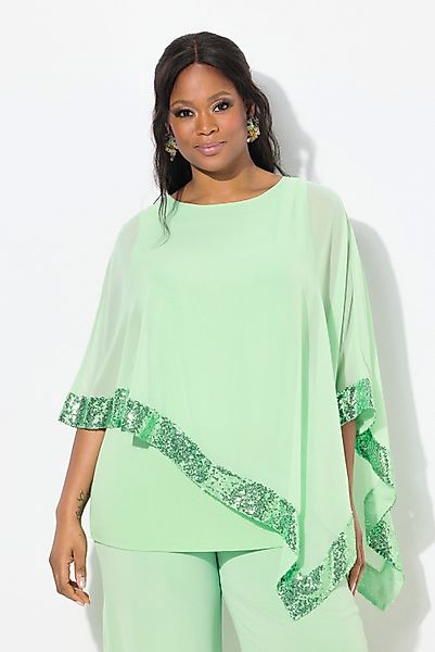 Ulla Popken Druckbluse Bluse Chiffon-Überwurf U-Boot-Ausschnitt günstig online kaufen