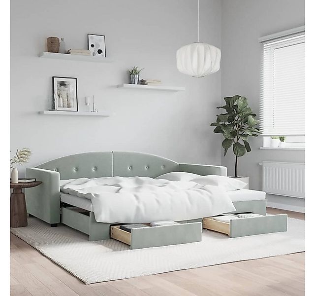 vidaXL Bett Tagesbett Ausziehbar mit Schubladen Hellgrau 90x190 cm Samt günstig online kaufen