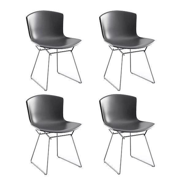 Knoll International - Bertoia Side Chair Gestell Chrom 4er Set - mittelgrau günstig online kaufen
