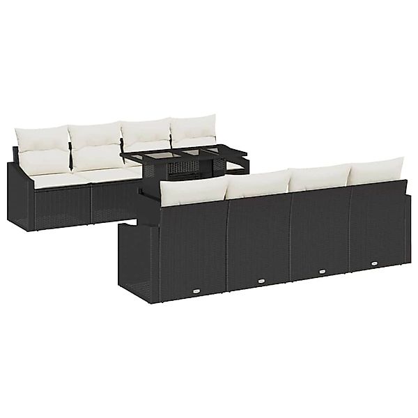vidaXL 7-Teiliges Gartensofa-Set mit Kissen in Schwarz aus Poly Rattan 3357 günstig online kaufen