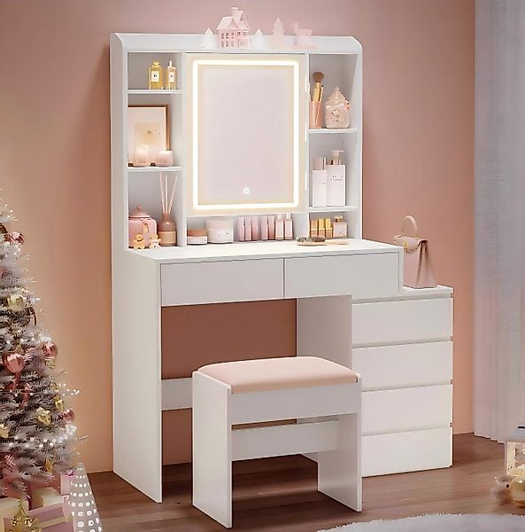 VASAGLE Schminktisch mit Spiegel, LED-Beleuchtung, einstellbare günstig online kaufen