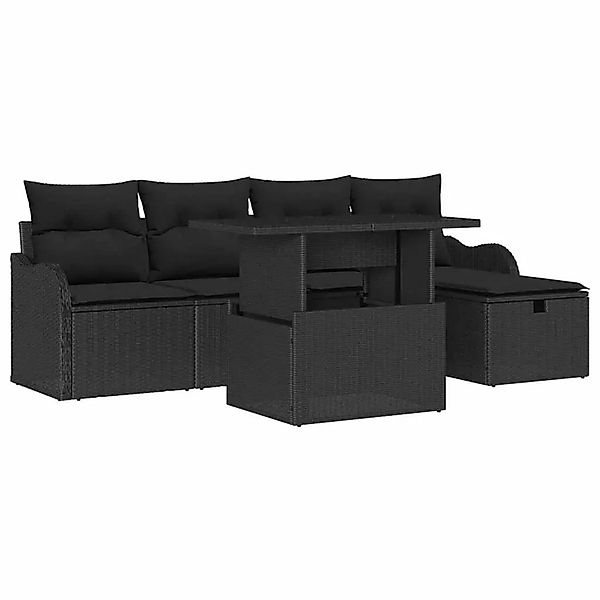 vidaXL Garten-Sofa-Set mit Kissen 6-Tlg Schwarz Poly Rattan 3361042 günstig online kaufen