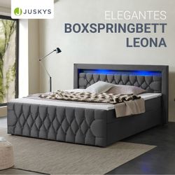 Juskys Polsterbett Leona, 140x200 cm, Boxspringbett-Optik, günstig online kaufen