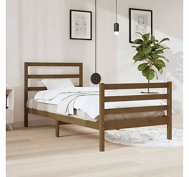 vidaXL Bett Massivholzbett Honigbraun Kiefer 90x200 cm günstig online kaufen