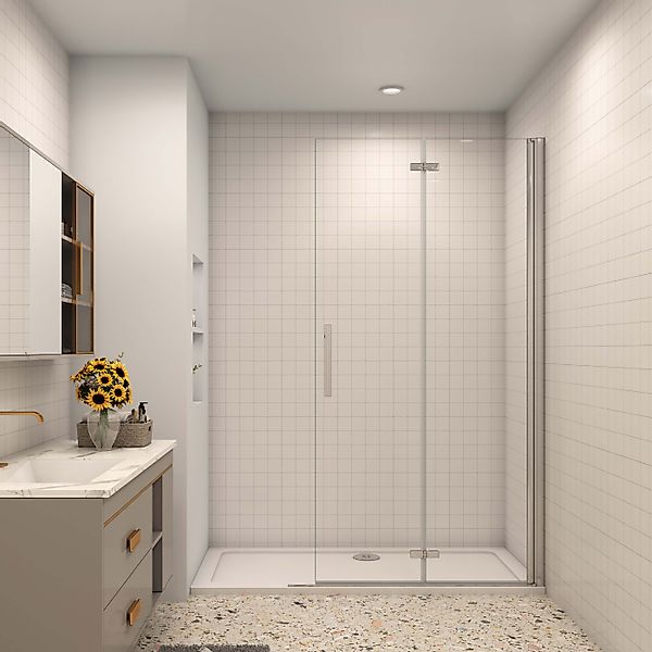 AICA Walk-in-Dusche Faltbar+Drehbar Walk-IN Glas Duschwand günstig online kaufen