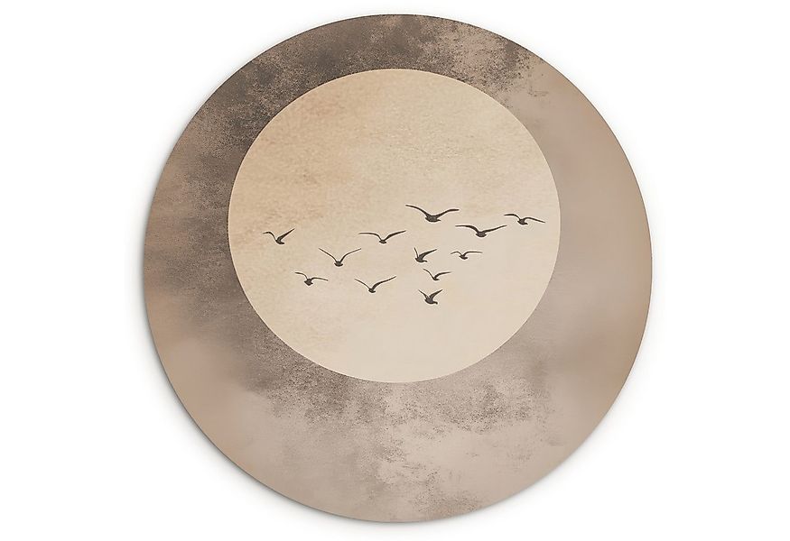 MuchoWow Gemälde Vogel - Beige - Japanisch, Fotodruck (1 St), Kreis Wanddek günstig online kaufen