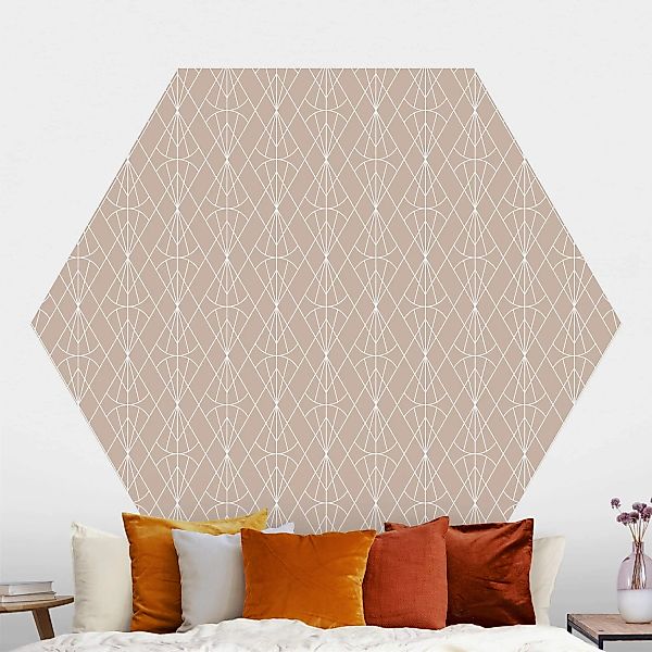 Hexagon Mustertapete Art Deco Diamant Muster vor Beige XXL günstig online kaufen