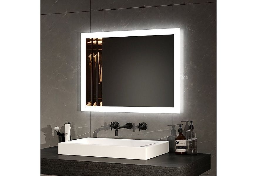 EMKE Badspiegel mit Beleuchtung LED Knopfschalter Warmweiß/Kaltweiß Antibes günstig online kaufen
