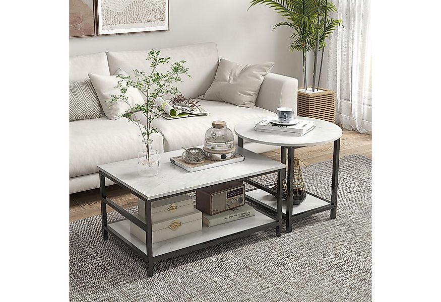 HOMCOM Beistelltisch 2er-Set Beistelltisch, im Moderndesign, mit Marmoropti günstig online kaufen