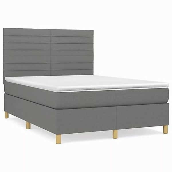 vidaXL Boxspringbett Boxspringbett mit Matratze Dunkelgrau 140x200 cm Stoff günstig online kaufen