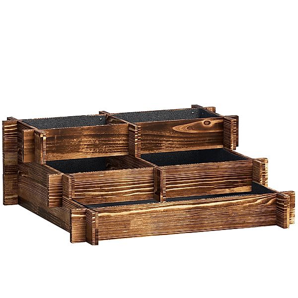 Outsunny Holz-Pflanzkasten 3-stufig mit Treppendesign und Vlies, Urbanes Ho günstig online kaufen