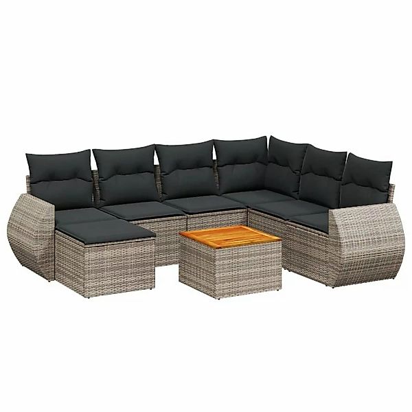 vidaXL 8-Tlg Garten-Sofagarnitur mit Kissen Grau Poly Rattan 3225122 günstig online kaufen