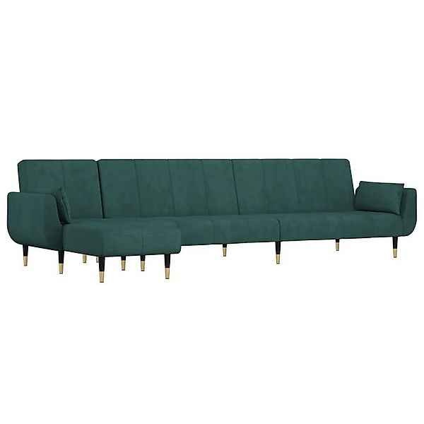 vidaXL Sofa Schlafsofa in L-Form Dunkelgrün 275x140x70 cm Samt Chaiselongue günstig online kaufen