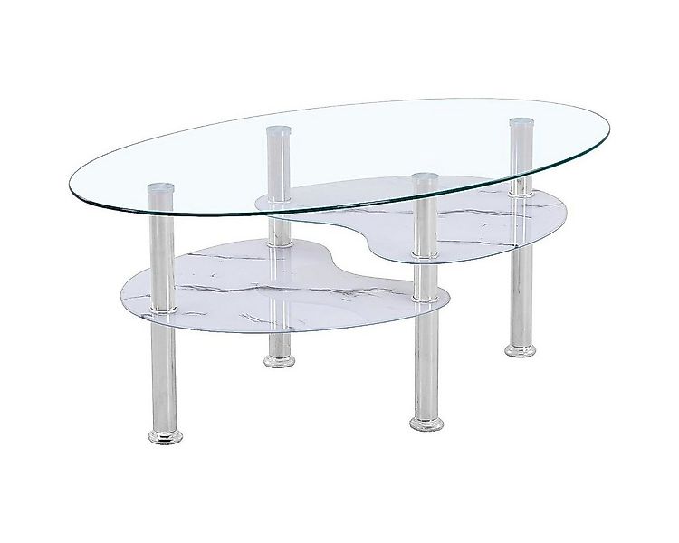 HOOZ Couchtisch HOOZ Couchtisch 98x55cm Klarglas mit Marmor weiß Ablage (Wo günstig online kaufen