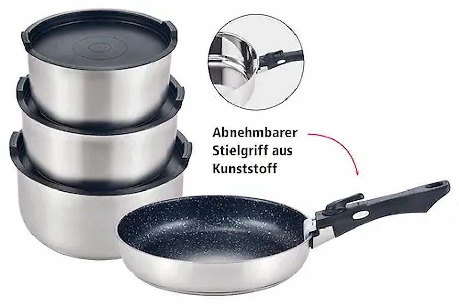 GSW Topf-Set »EASY CLICK« Edelstahl Set, 8 Stk. tlg. ideal für den Camper g günstig online kaufen