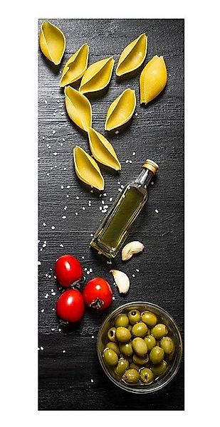Levandeo® Glasbild, Glasbild 30x80cm Wandbild aus Glas Küche Pasta Nudeln O günstig online kaufen