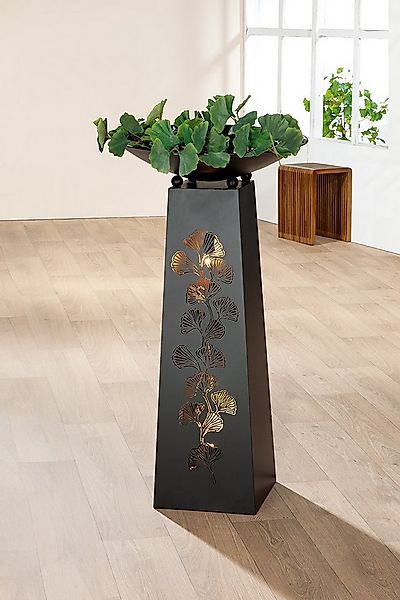 MF Dekoschale Ginkgo Elegance Schalenständer Schwarz Metall 95cm Dekosäule günstig online kaufen