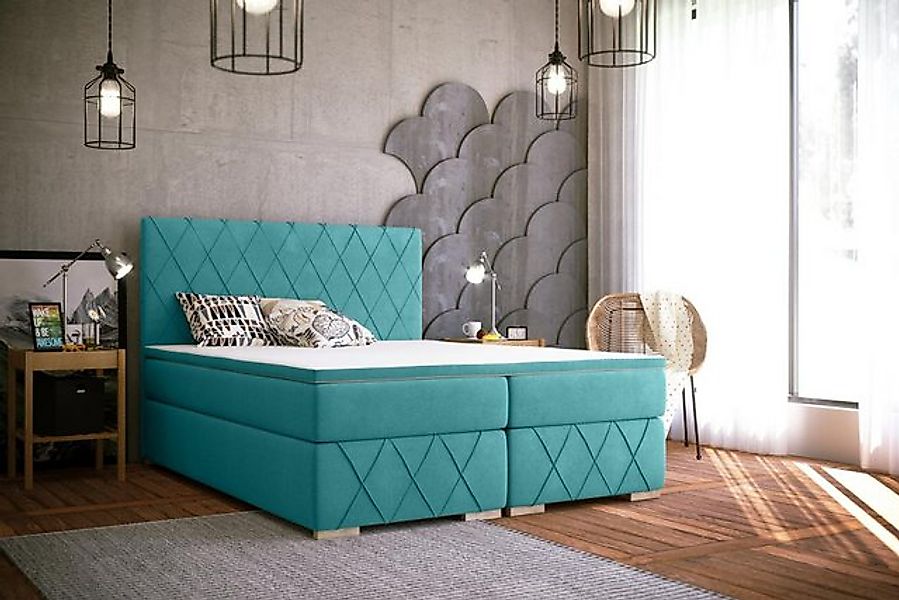 JVmoebel Bett Komplett Set Matratze & Topper Boxspring Bett Luxus Polster 1 günstig online kaufen
