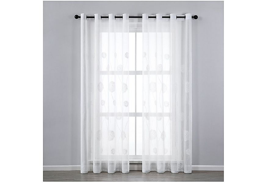 Qelus Vorhang 2er Set Sheer Voile Vorhänge Transparent Gardinen mit Ösen (2 günstig online kaufen