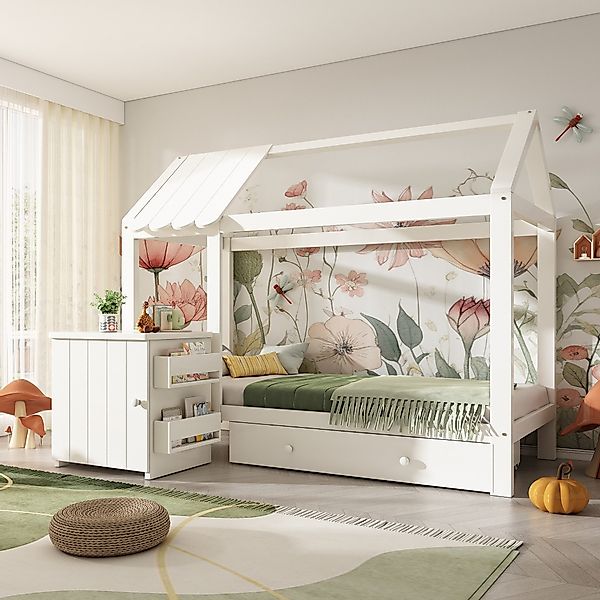 TavilaEcon Kinderbett Hausbett im Blockhaus-Design mit günstig online kaufen