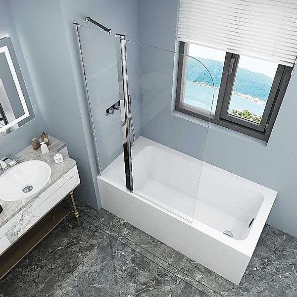 Boromal Duschwand für Badewanne Badewannenaufsatz Badewannenfaltwand günstig online kaufen