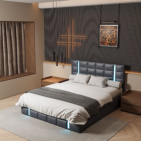 PXloue Polsterbett LED Doppelbett (Inklusive USB-Typ-C-Ladeanschluss), günstig online kaufen