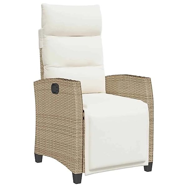 vidaXL Gartensessel mit Beistelltisch Verstellbar Beige Poly Rattan 4108277 günstig online kaufen