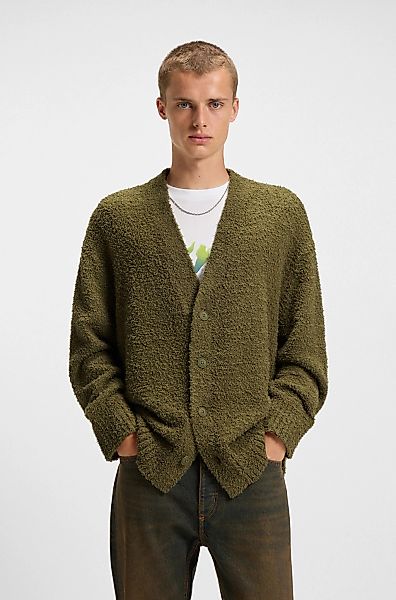 HUGO Blue Strickjacke "Sonou", V-Ausschnitt, Oversized fit, Bouclé-Strick günstig online kaufen