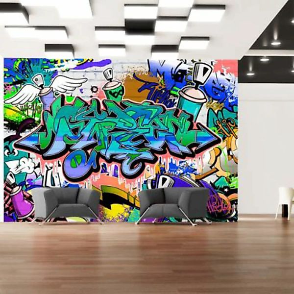 artgeist Fototapete Graffiti: blaues Thema mehrfarbig Gr. 400 x 280 günstig online kaufen