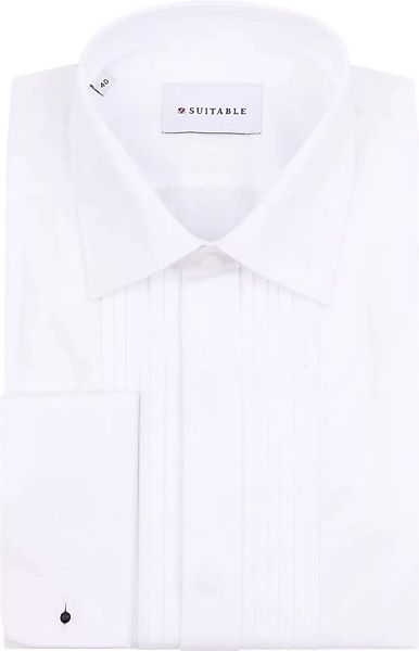 Smokinghemd Hemd mit Plisseefalten Doppelmanschette Weiß - Größe 45 günstig online kaufen
