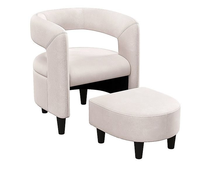 COSTWAY Relaxsessel, mit Hocker, Samt, gepolstertet, mit Lehnen,Massivholz günstig online kaufen