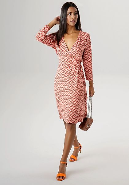 Aniston SELECTED Jerseykleid, mit geometrischem Muster und seitlichem Binde günstig online kaufen