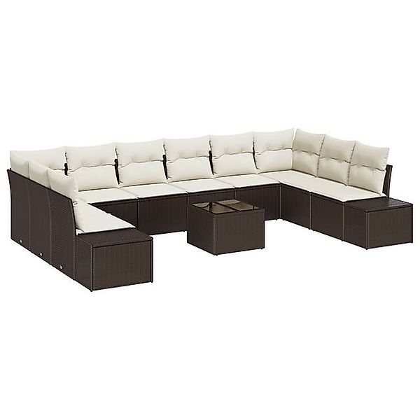vidaXL Loungesofa 10-tlg. Garten-Sofagarnitur mit Kissen Grau Poly Rattan, günstig online kaufen