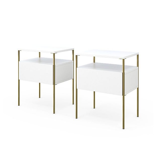 Vicco Nachtschrank Mira, Weiß/Gold, 40 x 50 cm 2er Set günstig online kaufen