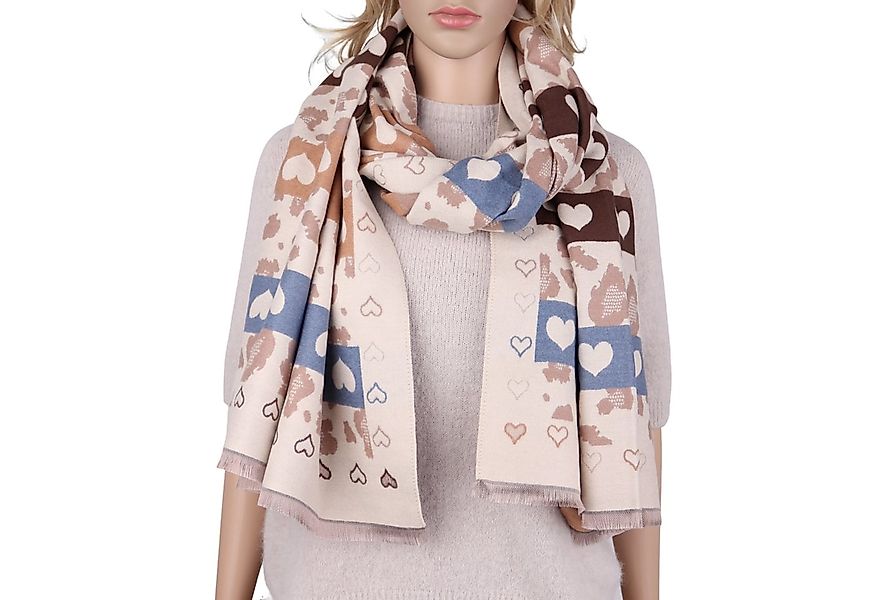 MIRROSI Modeschal weicher und warmer Schal Herz Leo Muster, 65 x180cm, (Her günstig online kaufen