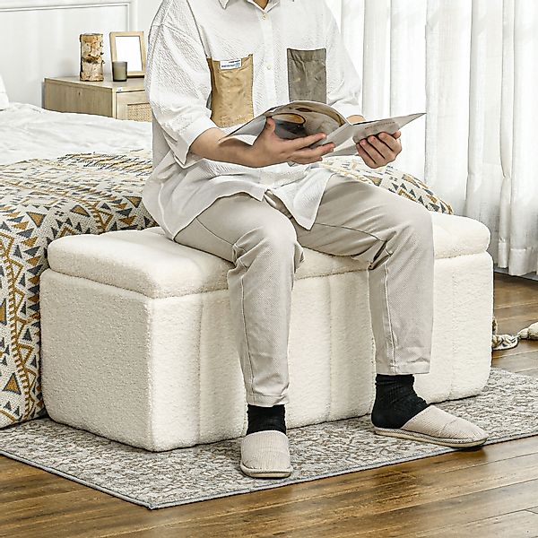 HOMCOM Bettbank mit Stauraum sitztruhe mit stauraum Holzbeinen 102x45x46cm günstig online kaufen