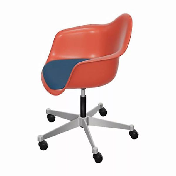 Sessel mit Rollen PACC - Eames Plastic Armchair plastikmaterial textil rot günstig online kaufen