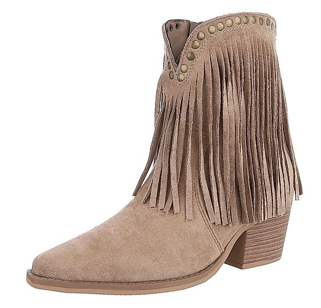 Ital-Design Stiefeletten mit Fransen und Nieten für Damen Westernstiefelett günstig online kaufen