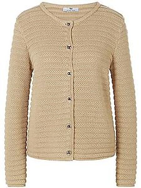 Strickjacke Rundhals-­Ausschnitt Peter Hahn beige günstig online kaufen