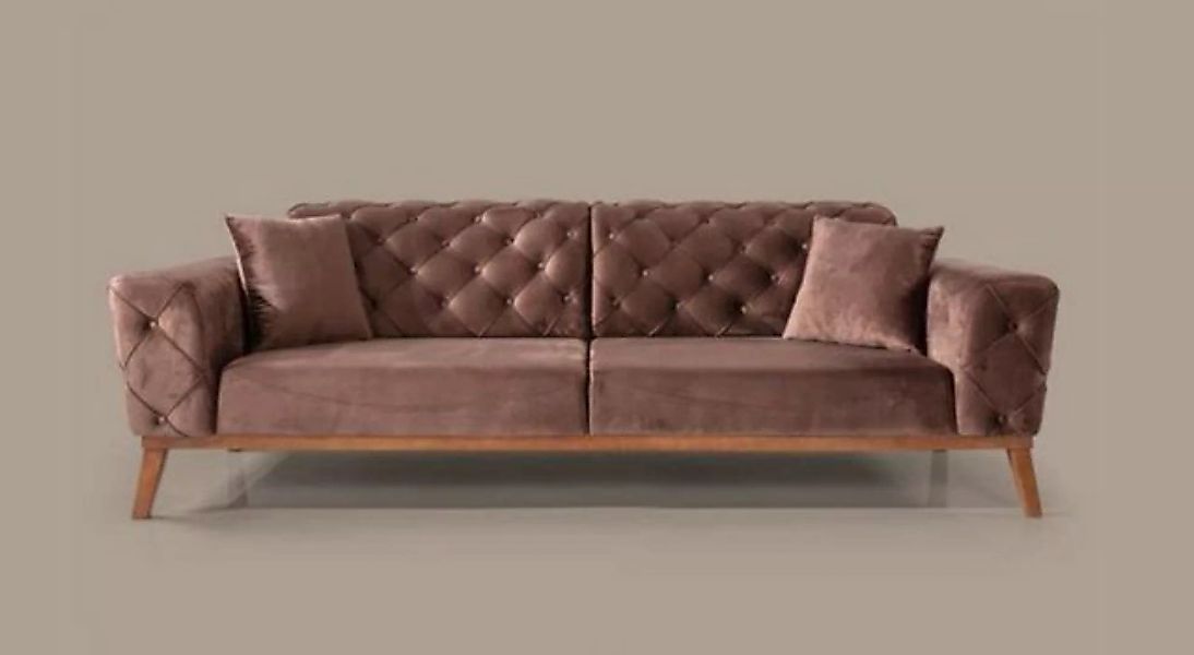 JVmoebel Sofa Braune Chesterfield Samt Couch Wohnzimmer Couchen Sofa, Made günstig online kaufen