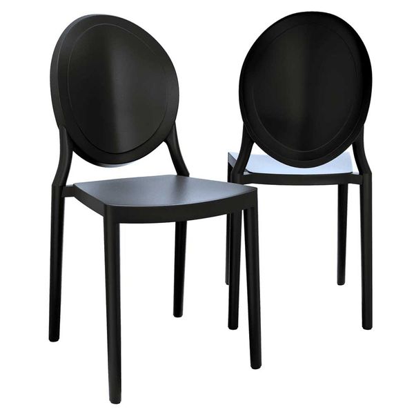 Stapelstuhl schwarz In- und Outdoor Stühle aus Kunststoff 46 cm Sitzhöhe (2 günstig online kaufen