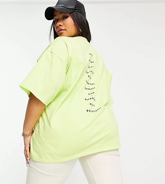 ASOS DESIGN Curve – T-Shirt mit Rücken-Print in Gelb günstig online kaufen