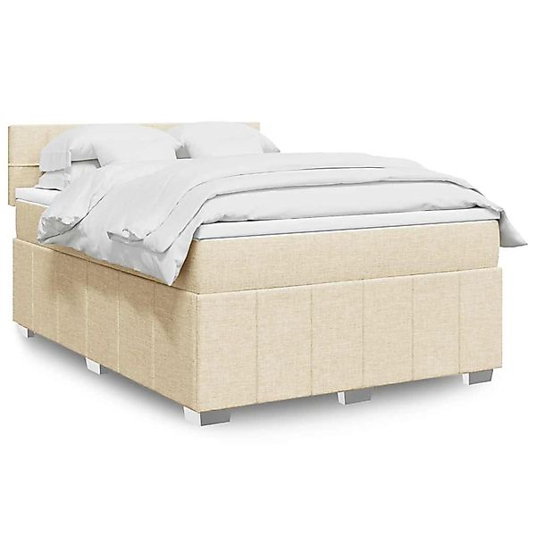 vidaXL Boxspringbett mit Matratze Creme 140x190 cm Stoff 3289368 günstig online kaufen