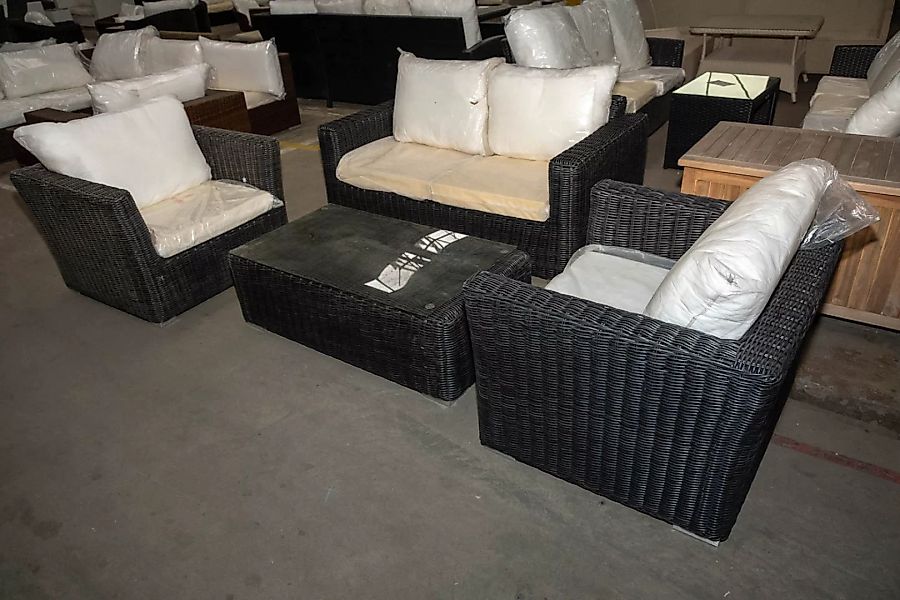 #HBM 3041: 2er Sofa Madeira mit 2x Sessel Mandal + Tisch Tessera-schwarz günstig online kaufen