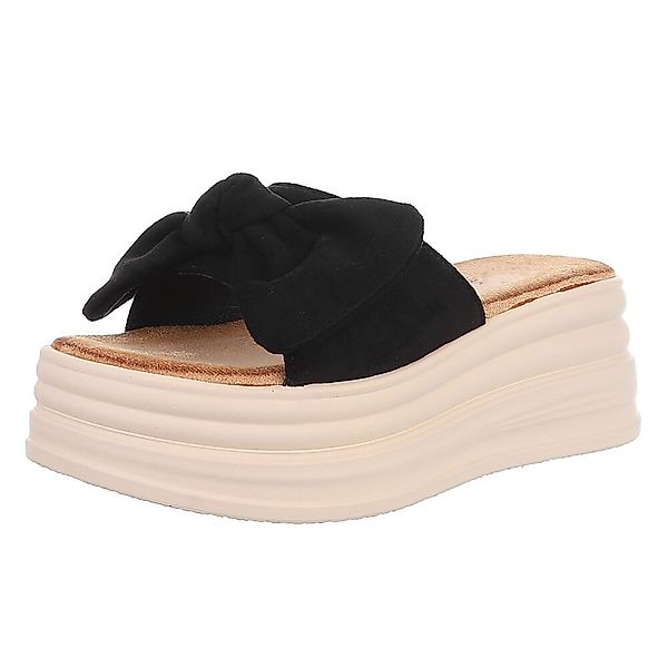 Ital-Design Beige Plateau-Sandalen mit Schleife für günstig online kaufen