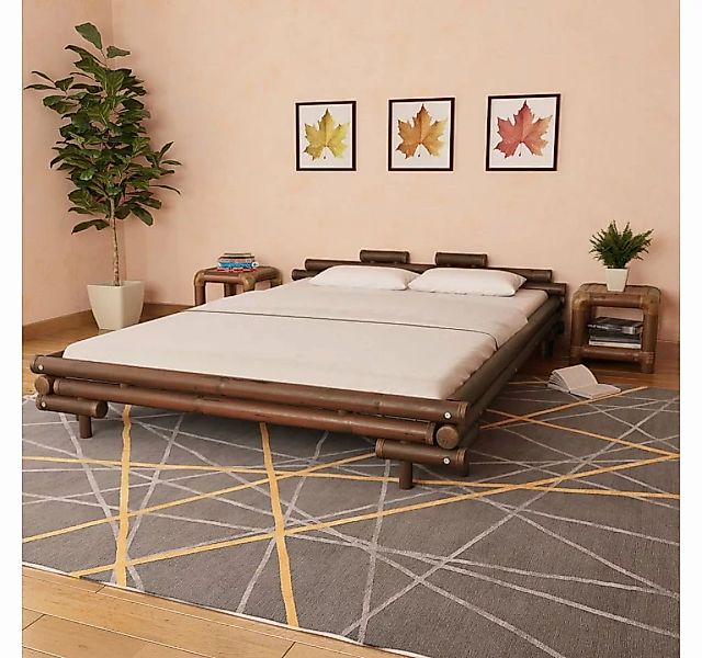 furnicato Bett Bettgestell Dunkelbraun Bambus 160×200 cm günstig online kaufen