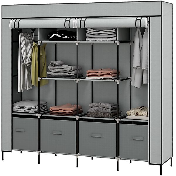 HOMCOM Stoffschrank mit Kleiderstange 4 Schubladen 166 x 42,5x169,5cm Dunke günstig online kaufen