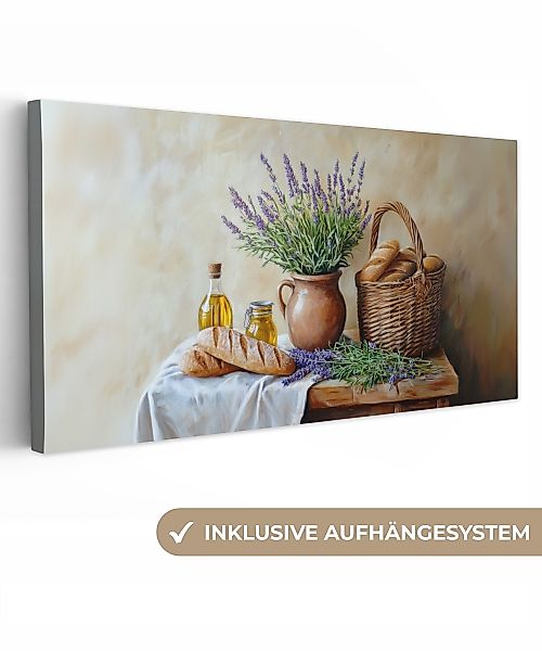OneMillionCanvasses® Leinwandbild Panorama Lavendel - Brot günstig online kaufen
