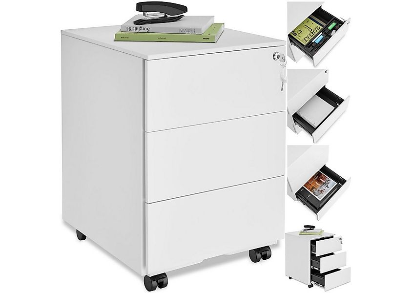 tectake Rollcontainer Aktenrollschrank, aus pulverbeschichtetem Stahl günstig online kaufen